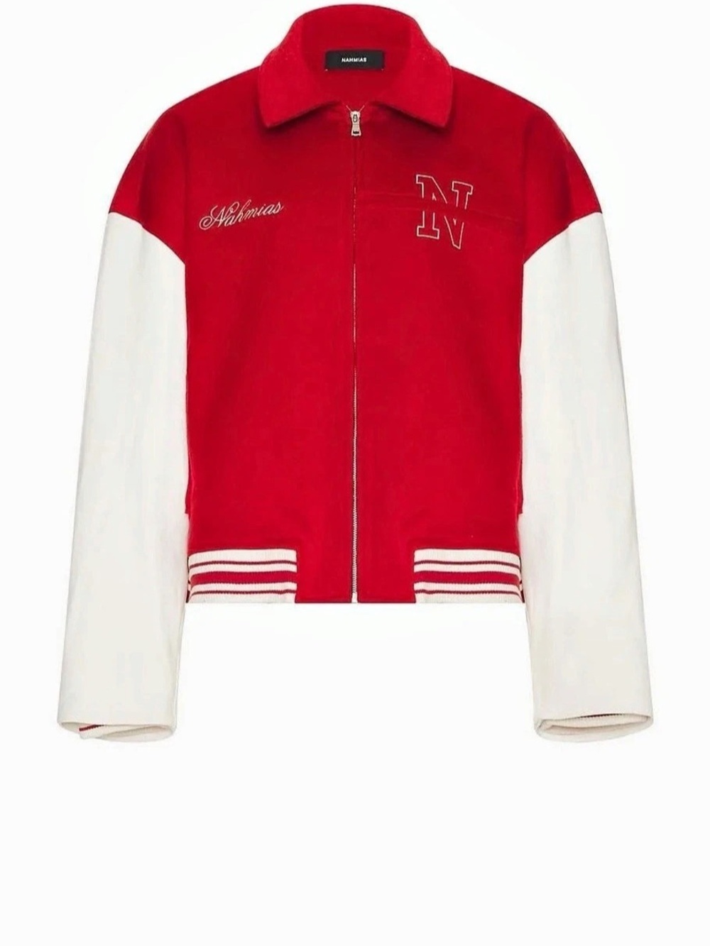 Nahmias Varsity Oversized Bomber in Cherry | Size L | $1,850 MSRP
